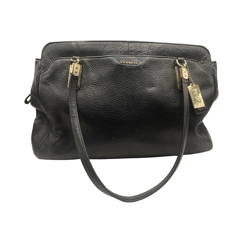 Coach Madison Kimberly Carryall 25161 Black Pebbled Leather Tote Shoulder Bag